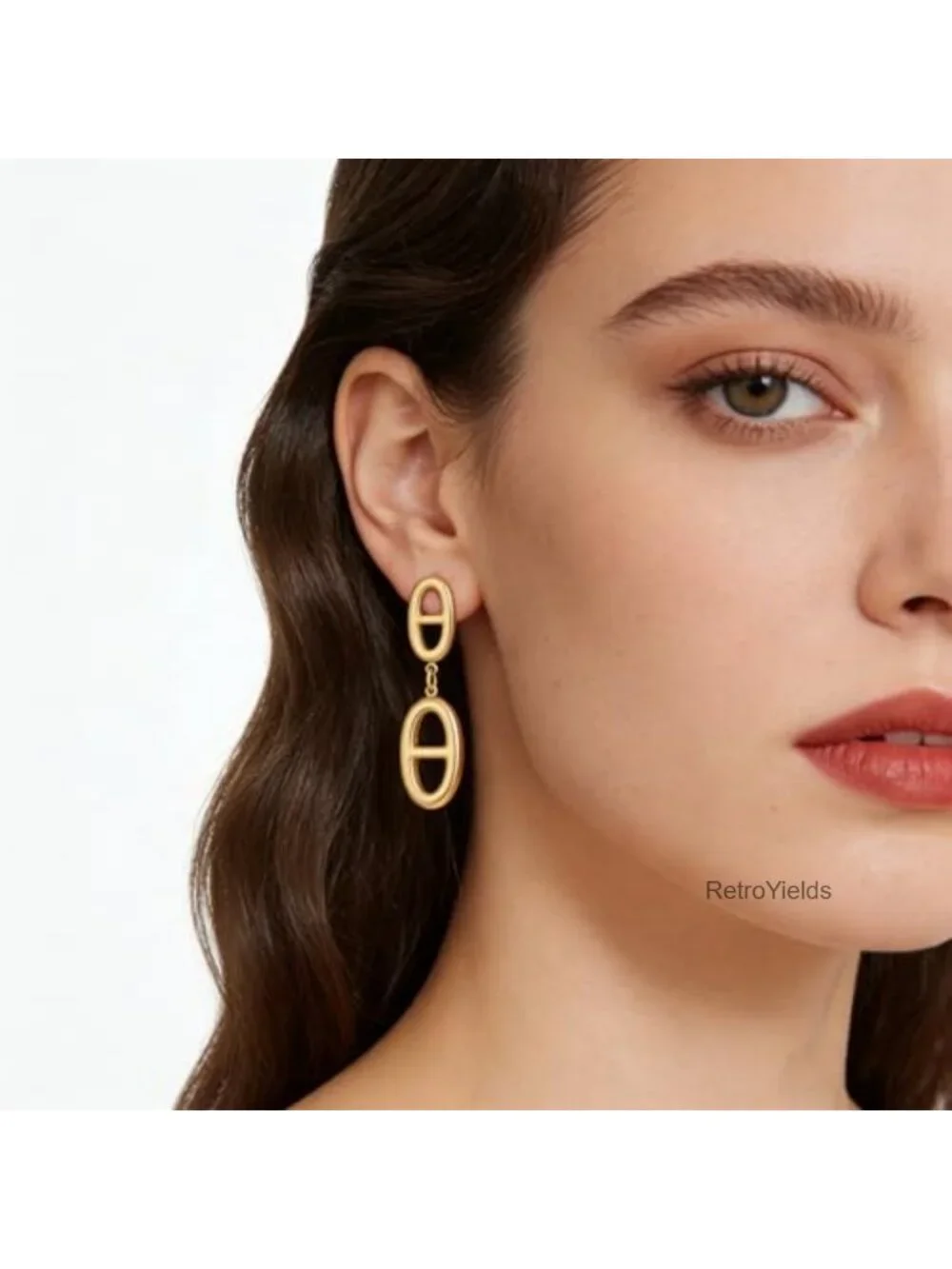 14K Gold Plated Paperclip Drop Dangle Earrings for Women Dainty Statement